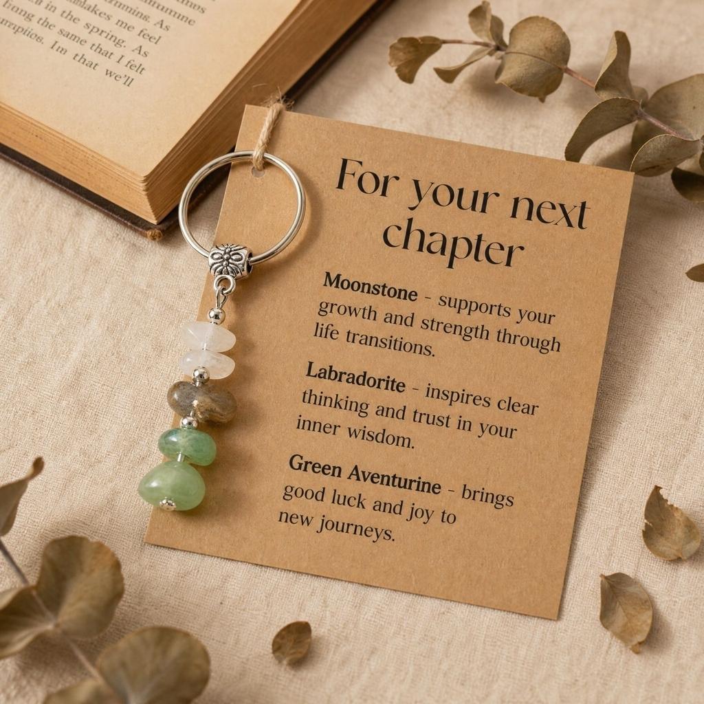 Natural Keychain Gift for Men Women Gemstone Car Key with Split