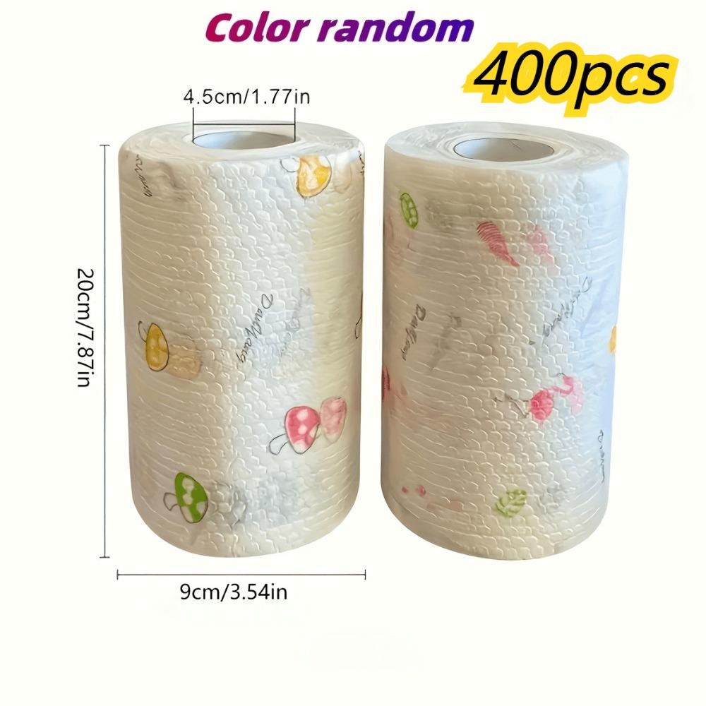 100/400-Sheet Reusable Cleaning Cloths - Random Print Lazy Rags, Degreasing Washable Dry&Wet Wipes, Kitchen Paper