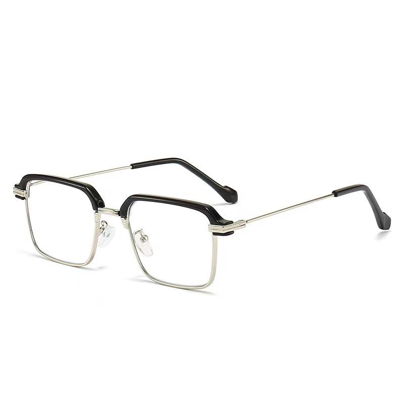 Half-Frame Glasses Retro Personalized Eyebrow Glasses Frame Men'S Business Leisure Trend Anti-Blue Glasses Plain Flat Glasses