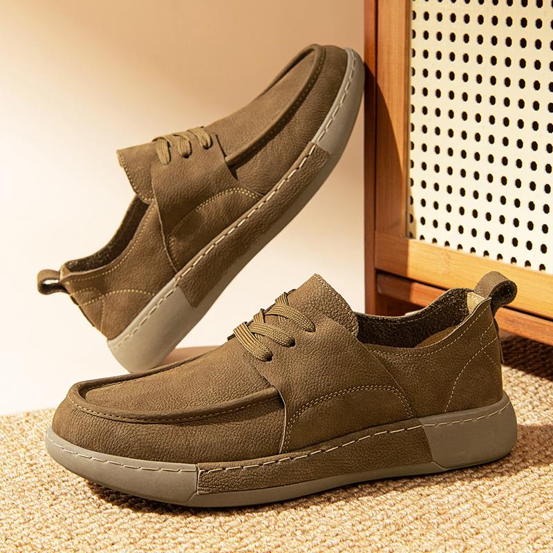 Hand-stitched Suede Leather Casual Shoes Outdoor Light Mens Loafers Luxury Non-slip Walking Shoes High Quality Driving Loafers