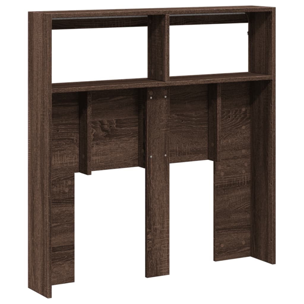LED Headboard with Shelves Brown Oak Effect 100 x 17 x 102 cm