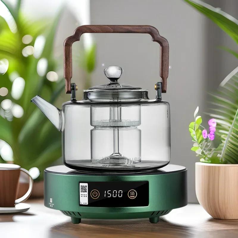 JUSTINLAU Glass Teapot Integrated Steaming and Boiling kettle with Handle Thickened Filter Heat-resistant Teapot For Home Office
