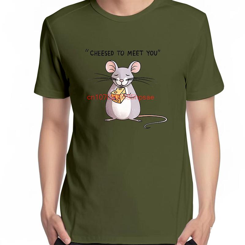 Unisex Adorable Mouse With Cheese Graphic Tshirt Cotton Summer Oneck Tee Shirt Print Top For Unisex And Unisex