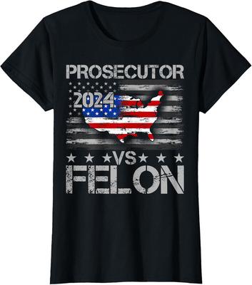 Prosecutor Vs Felon 2024 US Flag Trump Vs Harris Gift Ladies' Crewneck T-Shirt Unisex T-Shirt