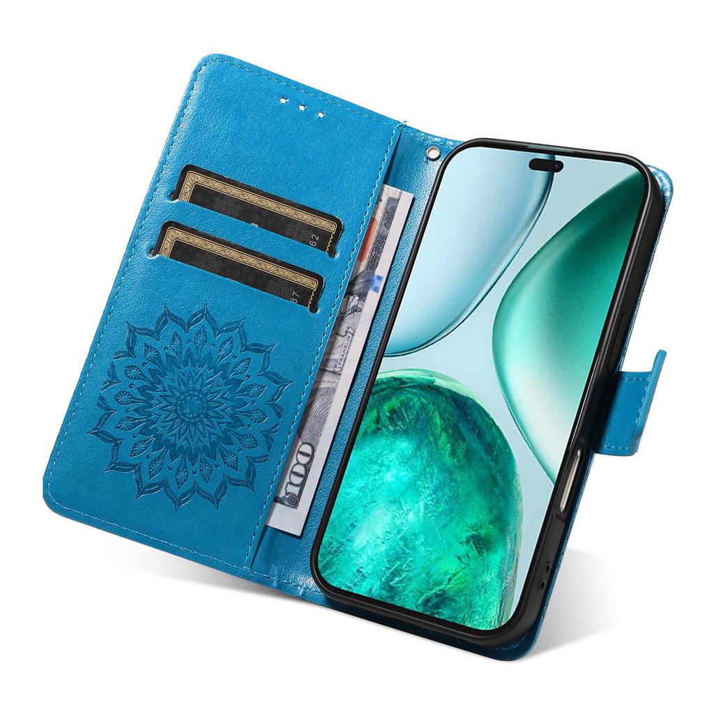 For Honor X8c 4G Phone Case Sunflower Imprinted Leather Wallet Stand Cover with Strap