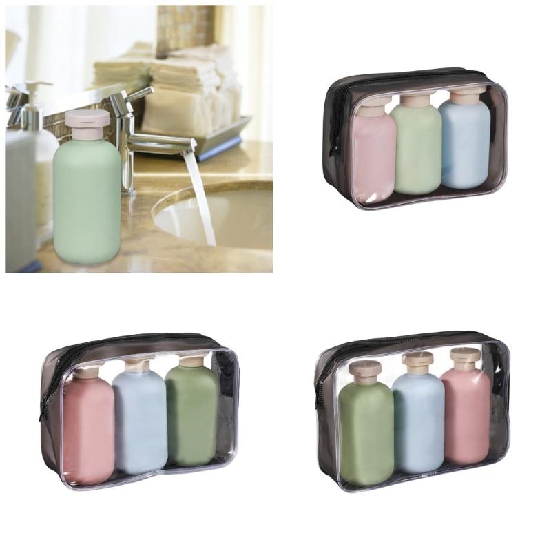 3 Pieces Portable 100/200/300ML Travel Bottles Leakproof Squeeze Containers for Lotions Shampoos and Conditioners
