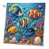 Nautical Style Home Ornament Ocean Faux Pearl Painting Kit, Marine Life 3D Art DIY Decorative Bead Picture Set Sea Turtle Fish Craft for Adults,