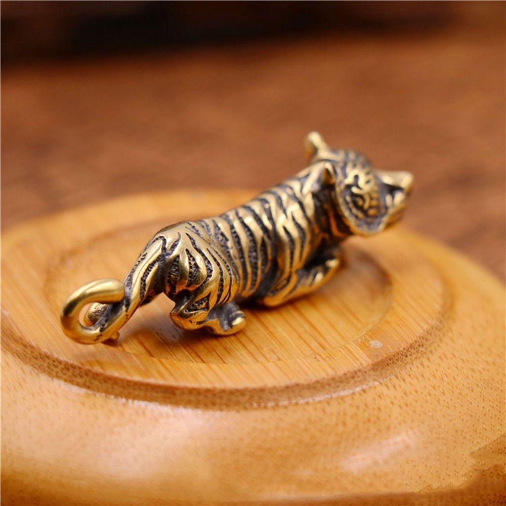 3D Mini Diy Ornaments Casting Home Office Room Animal Tiger Figurine Pendant Sculpture Keychains