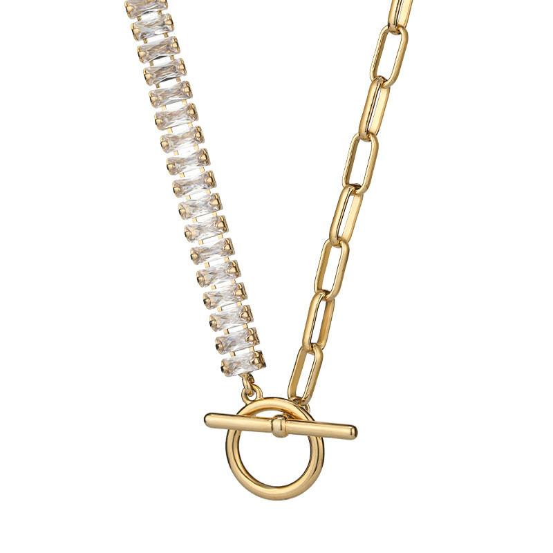 Titanium Unique Steel Choker Necklace With Dazzling Zirconia For Occasions Fashionable