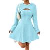 Women's Fashionable Casual Solid-color Long-sleeved Hooded Short Top + Sleeveless Dress Set