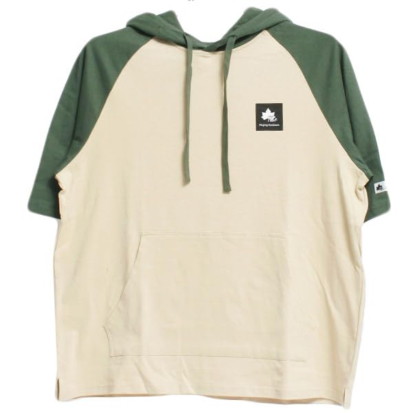 LOGOS Park Men's Short Sleeve Hoodie, Pullover, Logo Print, Raglan T-Shirt, Size 3L, Beige (18)