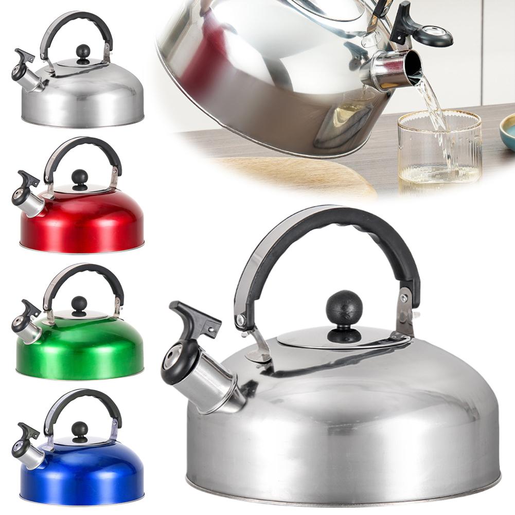 Vattenkokare i rostfritt stål Platt botten Camping Visselbotten Kaffe & Gryta Tekanna Hem För Resor U3W7