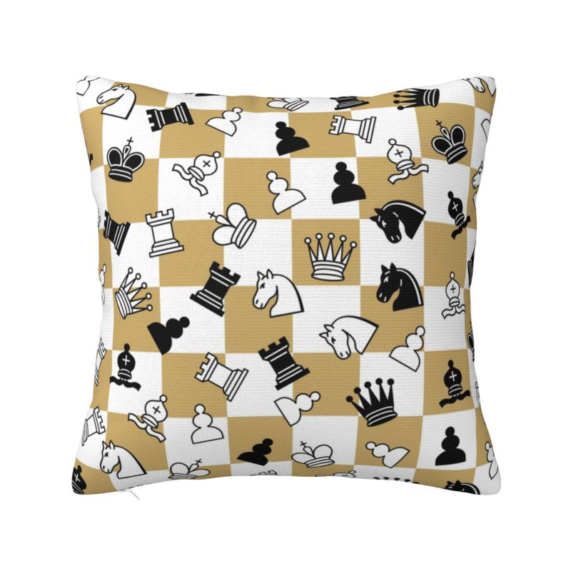 Custom Chess Club Seven Cushion Cover 45x45cm Chessboard Game Chess Piece Soft Modern Pillows for Sofa