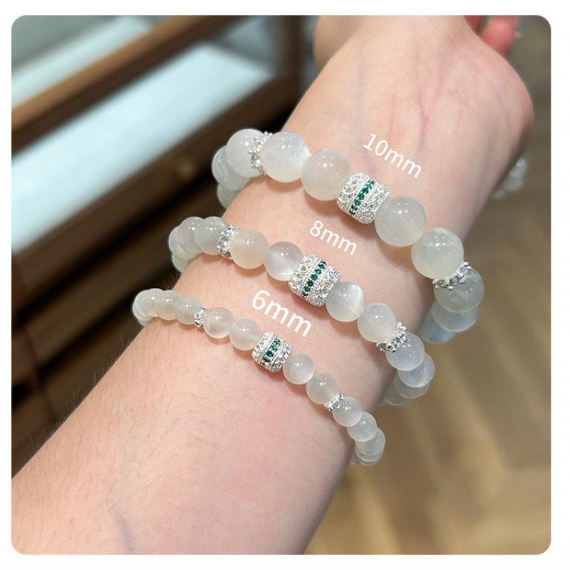 Elegant Milky White Moonstone Beaded Bracelet - Versatile and Trendy Chinese Style
