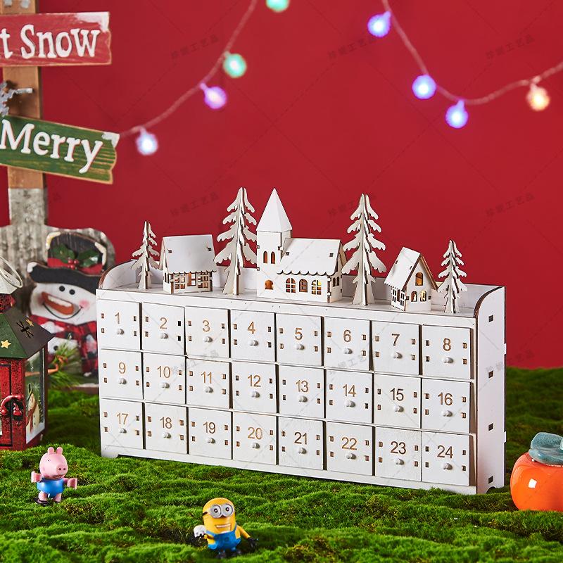 

Креативный деревянный адвент-календарь, 24-дневный обратный отсчет до Рождества, календарь из белого дерева, домашний декор, праздничное настольное украшение, деревенская рождественская поделка