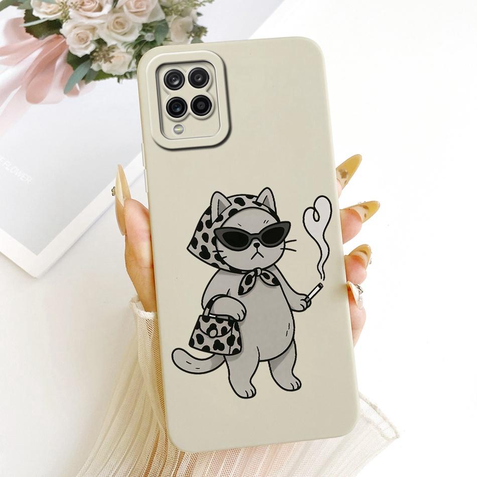 For Samsung Galaxy A12 M12 SM-A125F A127F Cute Cat Flower Butterfly Cartoon Phone Case Shockproof Soft Silicone Cases