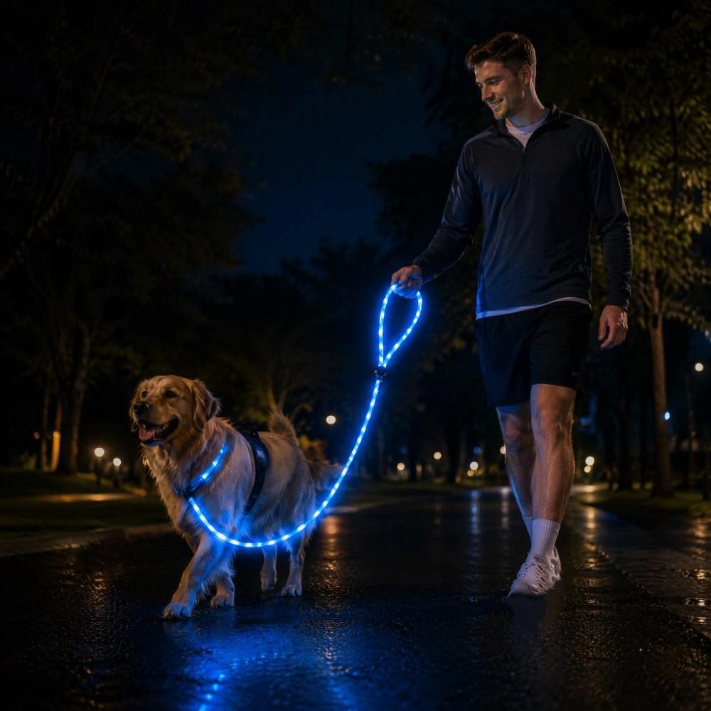 Guinzaglio Luminoso per Animali Domestici con Ricarica USB Super Luminoso LED Guinzaglio per Passeggiate con Cani Guinzaglio Illuminato Escursionismo Notturno