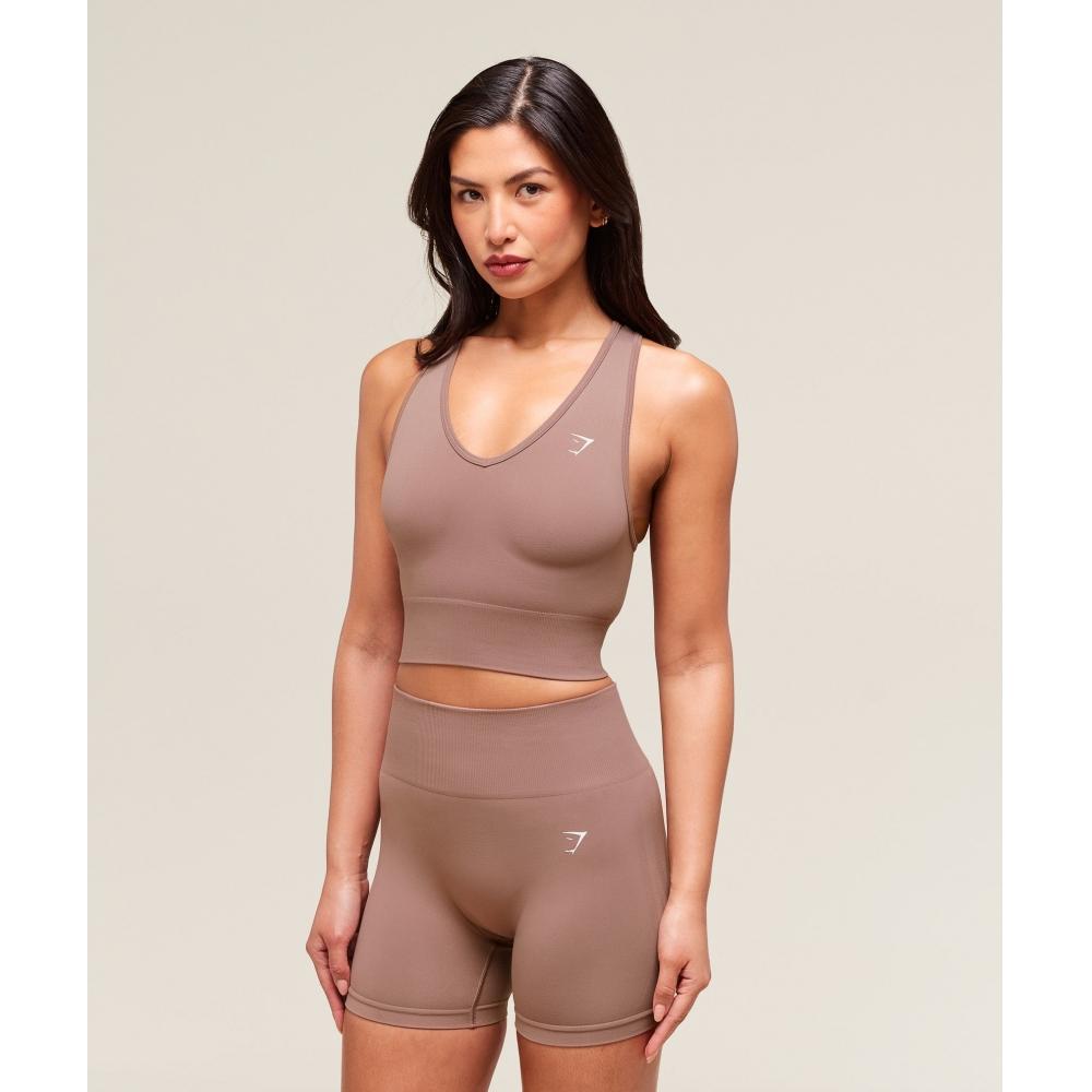 Gymshark Everyday Seamless Crop Tank Chestnut Pink B7a3h Kcpn