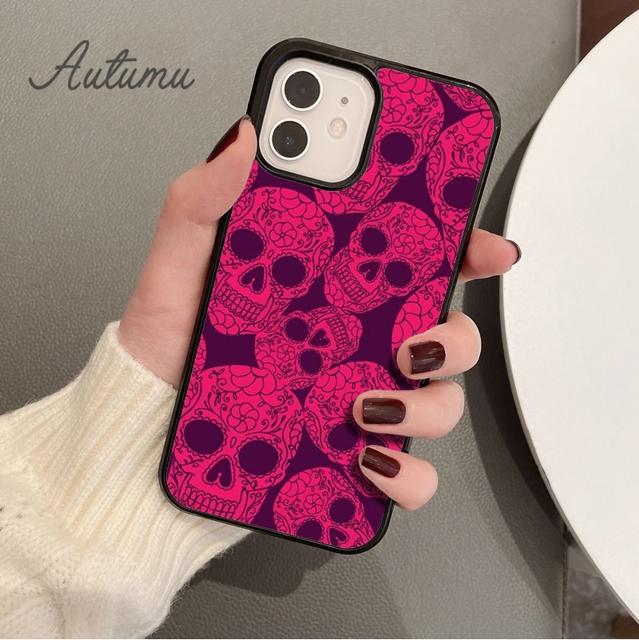 Mexican Skull Flower Phone Case for iPhone 11 12 13 14 Pro Max mini X XR XS SE 2020 6S 7 8 Plus Samsung Galaxy S21 S22 shell