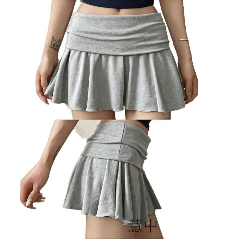 Waist-Flipping Ruched Skirts Prevent Exposure Golf Sports Women Short Dress High Elasticity Athletic Short High Waist Skirt