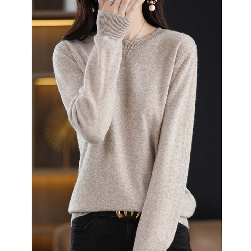 Women's Fashion Sweaters Casual Solid Color Print Autumn Winter Long Sleeve O Neck Loose Pullovers