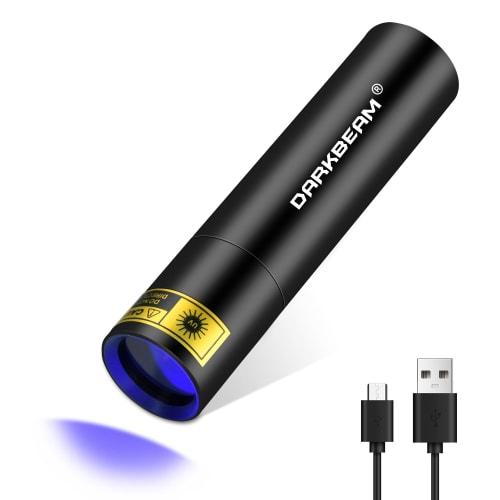 DARKBEAM UV Flashlight, 365nm Blacklight, Mini & Powerful Wood's Lamp, USB-C LED Rechargeable Blacklight Flashlight, Pocket Pet Dog Urine Detector - F