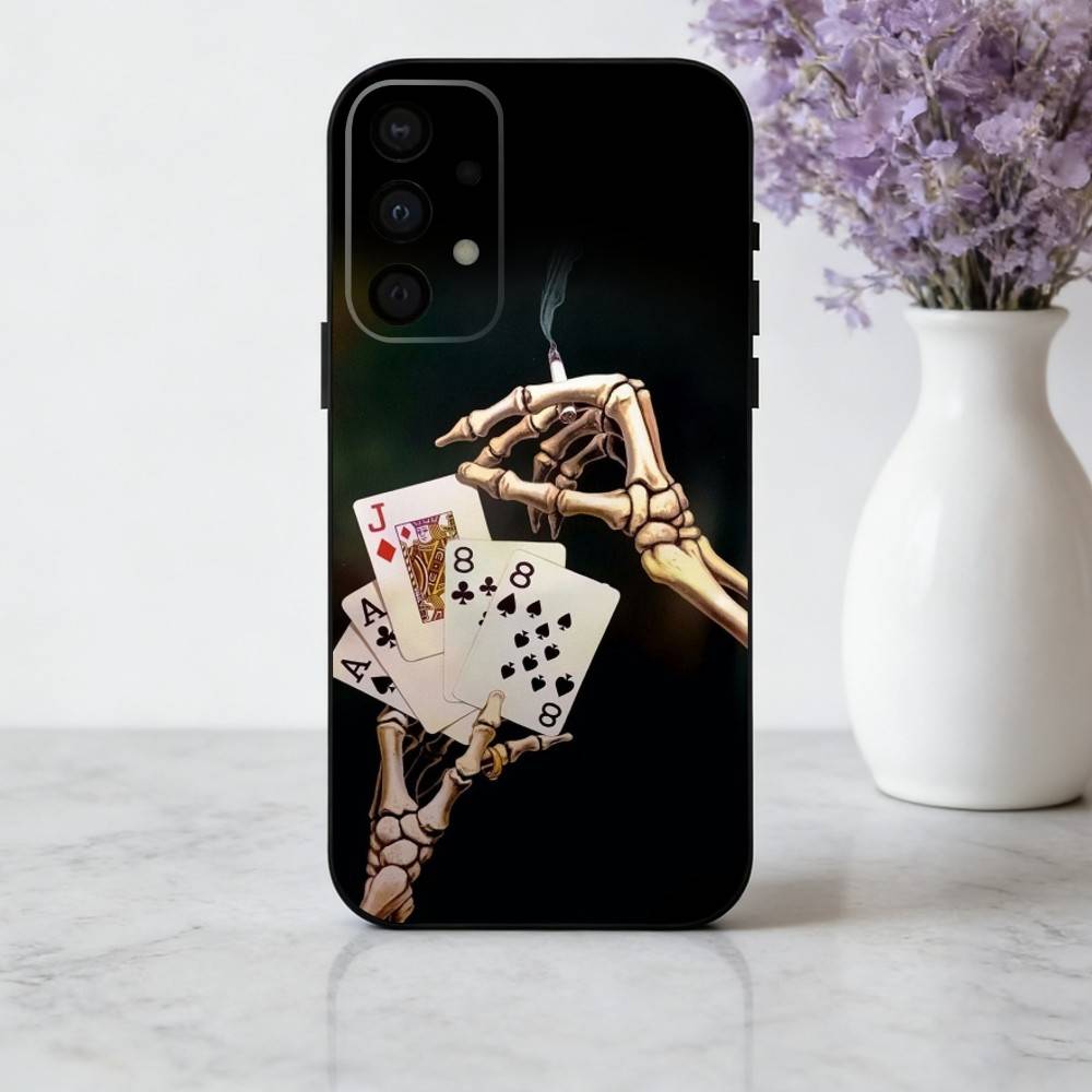 S-Skeleton Q-Queen of Hearts CARD Phone Case For Samsung Galaxy A73,A72,A71,A70,A53,A52,A51,Soft Silicone Black Cover