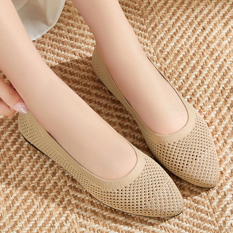 Ladies Casual Slip-on Flats Shoes Breathable Mesh Shallow Soft Sole Walking Loafers Footwear