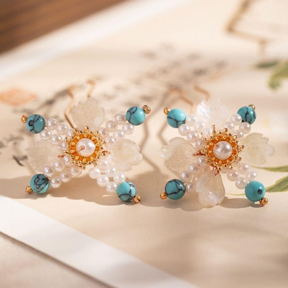 Tassel Ancient Hair Stick Pearl Hanfu Hairpin Retro Flower Hair Comb  Women