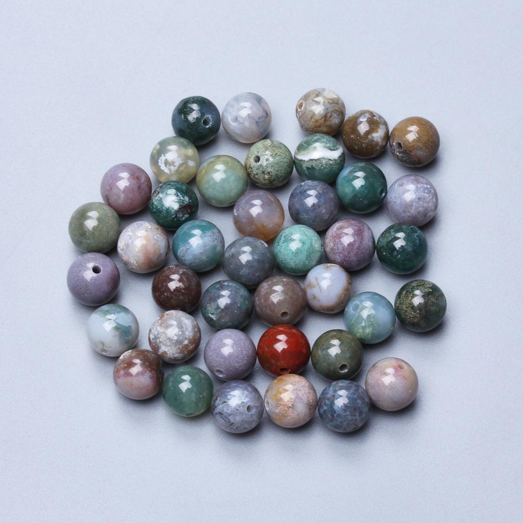 About 15/20/30/40/50/60Pcs 4/6/8/10/12mm High Quantity Loose Spacer Beads Indian Agate Natural Stone Round Beads For DIY Pendants Necklace Bracelets