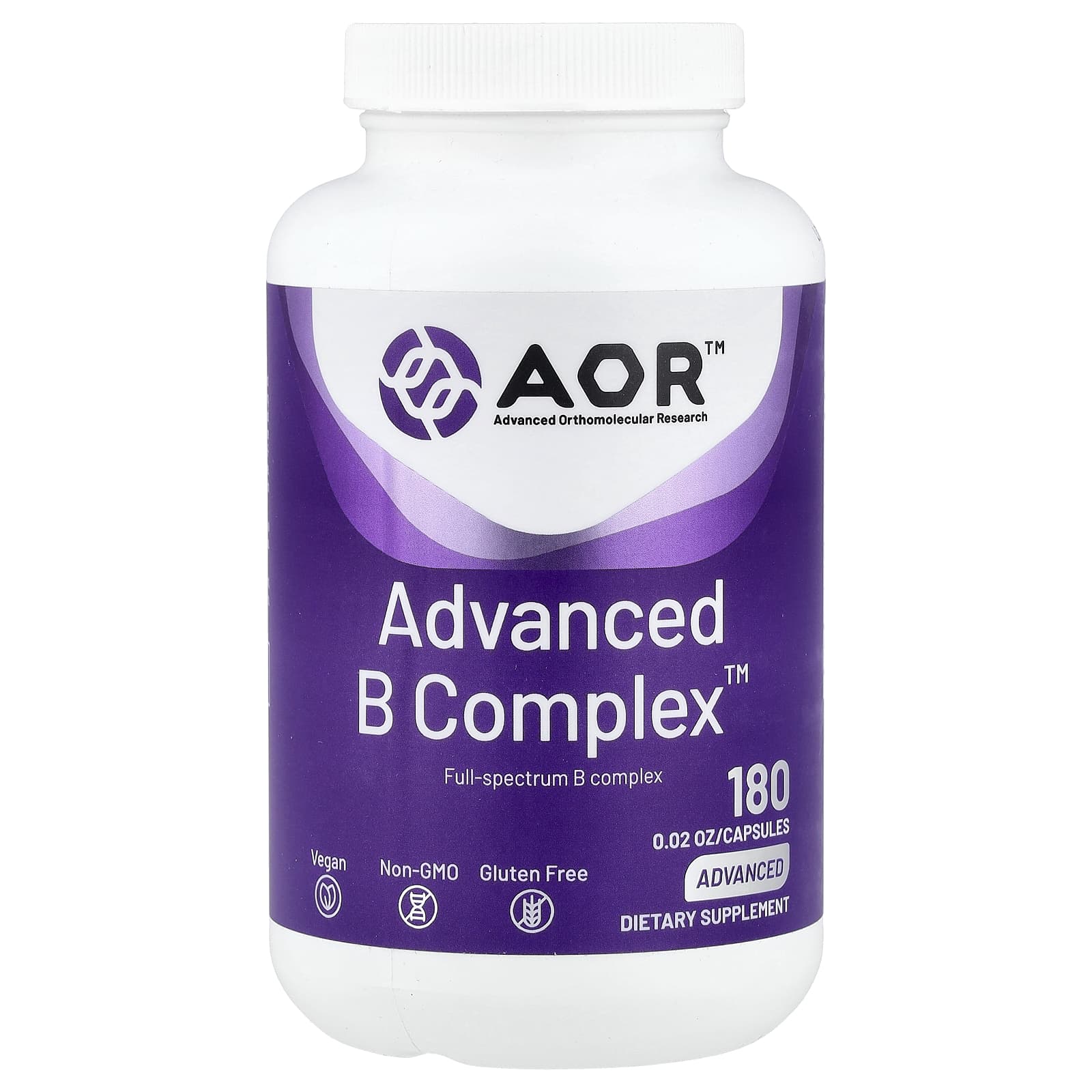 

Advanced Orthomolecular Research AOR, Advanced B Complex™, 180 Capsules
