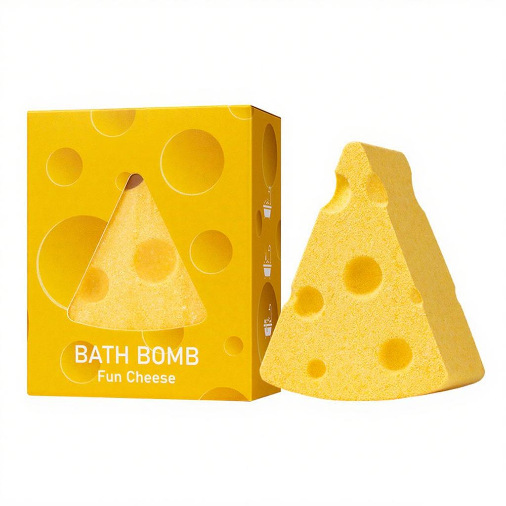 Cheesy Gift Set - 1 Piece Cheese Bath Bomb, Long-Lasting Scent, Fun & Fancy Bath Soak for Cheese Obsessed Friends, Unique Birthday Gift