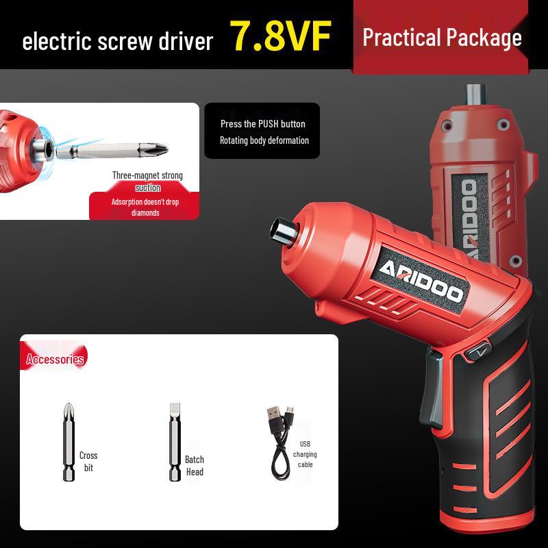 Rechargeable Multifunctional Electric Screwdriver Set - Compact Household Phillips & Slotted Tool.