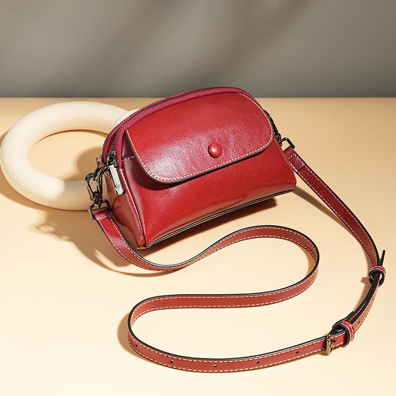 Bag Women's Spring and Summer New Leather Women's Bag Mobile Phone Bag High-end Sense Large Capacity Shoulder Crossbody Exquisite Small Bag