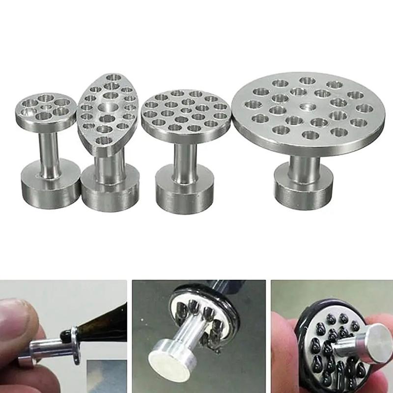 4 szt. Karoseria Samochodowa Bezlakierowe Wgniecenie Gradowe Klamra Stop Aluminium Klejowy Ściągacz Zakładki Ściągacz Zestaw do Naprawy Samochodowej Narzędzia do Naprawy Wgnieceń Lakieru