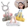 1Pcs Cute Fluffy Washing Face Band Cartoon Animal Big Eye Snail Headband Soft Coral Fleece Elastic Makeup Hair Bands For Women