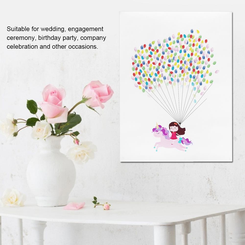DIY Fingerprint Painting Cute Pattern Guest Signature Tree for Wedding Home DecorationHK197