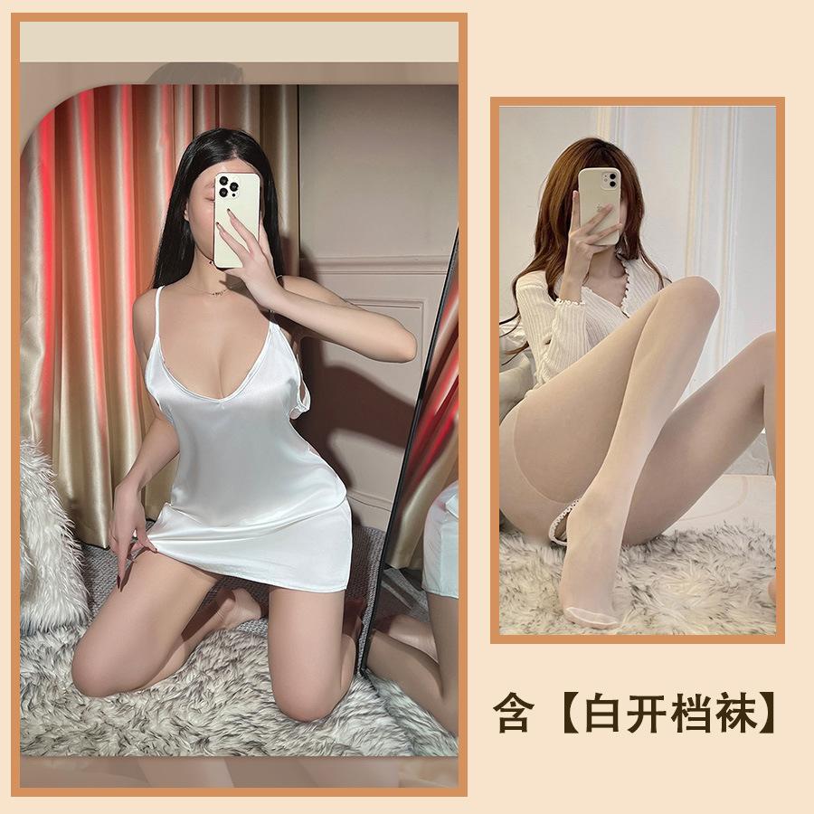 Sexy Underwear Sexy Suspenders Ice Silk Late Night Bar Uniform Tight Passion Nightdress Backless Large Size Hip Wrap