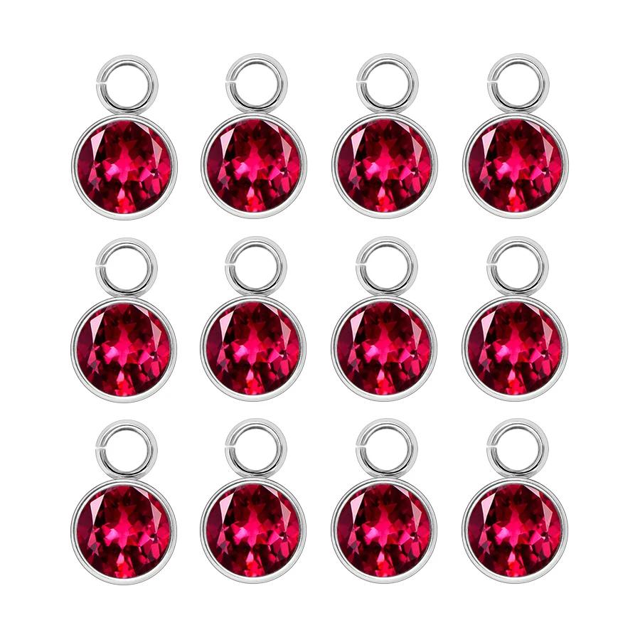 144Pcs/Lot Birthstone Necklace Pendant Jewelry Making Rhinestone Stainless Steel Charms For Women Earrings DIY Accessories Gift