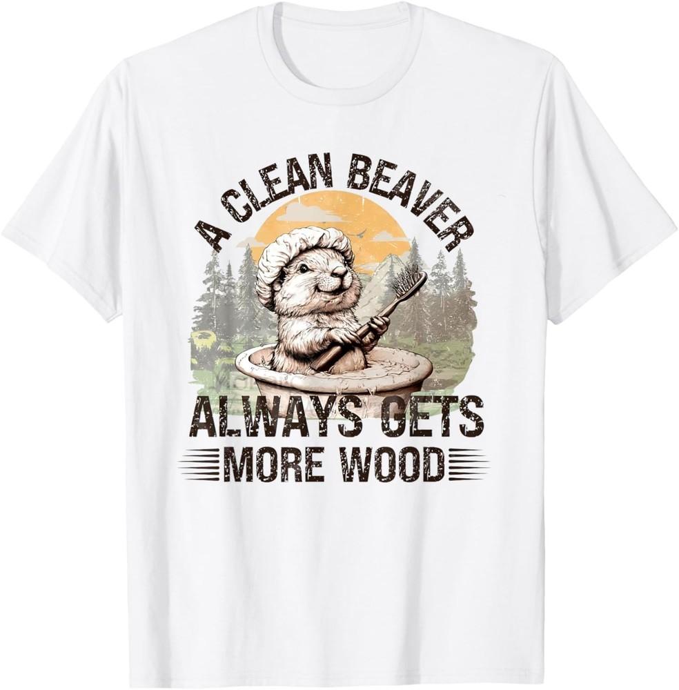 

Забавная винтажная футболка «Чистый бобер всегда получает больше дерева» унисекс футболка M