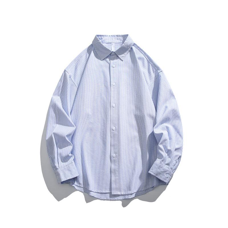 Spring and Autumn New Classic Versatile Men's Shirt Trendy Casual Shirt Top Simple Striped Long Sleeve Shirt Men's
