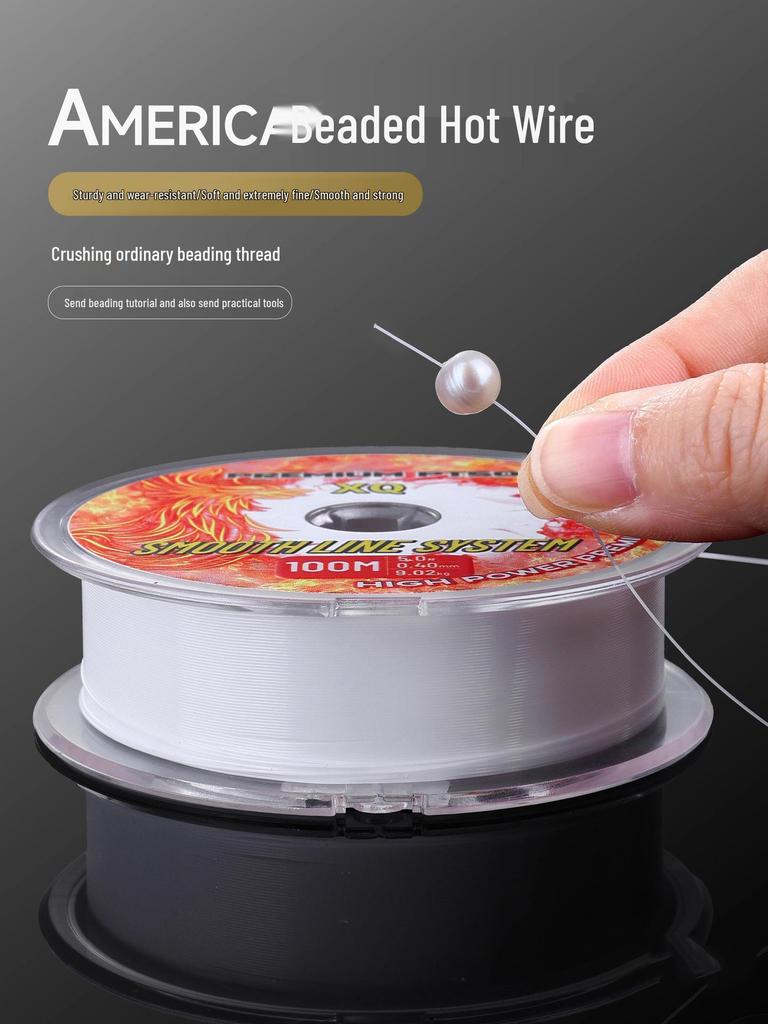 US Fireline Wear-Resistant Beading Cord for DIY Jewelry with Crystal and Pearl Accents