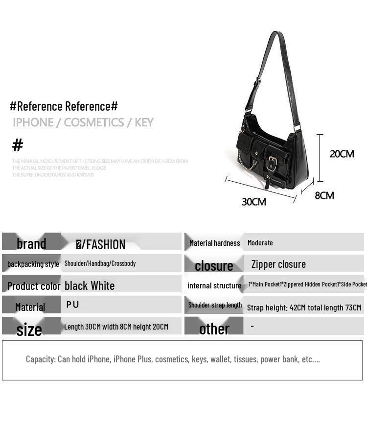 2023 Women's Chic Influencer Underarm Bag: Stylish Spicy Girl Crossbody & Shoulder Niche Motorcycle Bag