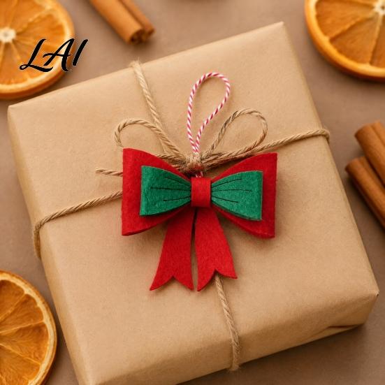 Creative Christmas Gift Decorations Bow Ornament Red Green Boot Bowknot Pendant Xmas Tree Handmade Felt Pendants Hanging Decoration for Holiday Home