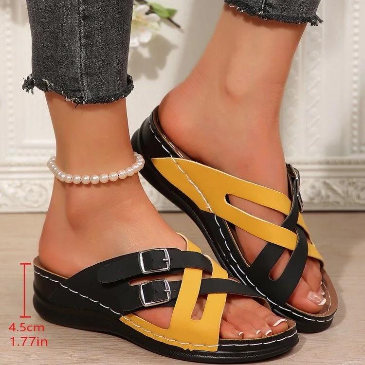 Fashion New Women Wedge Slippers Vintage Anti-slip Slippers Premium Orthopedic Open Toe Sandals Casual National Style Shoes Slides Women