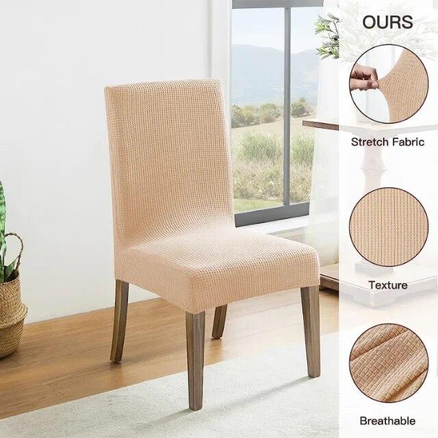 2PCS Waterproof Dining Chair Cover Polar Fleece Stretch Chair Slipcover Solid Chair Cover for Kitchen Banquet Wedding Home