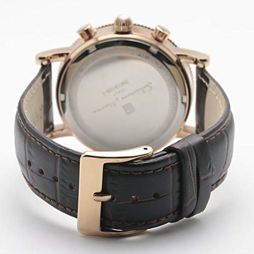 Salvatore Marra Men's Retro Onion Crown Chronograph Watch with Embossed Leather and Roman Numerals (SM19109-PGBK1: no. 5) - Available in 5 Models