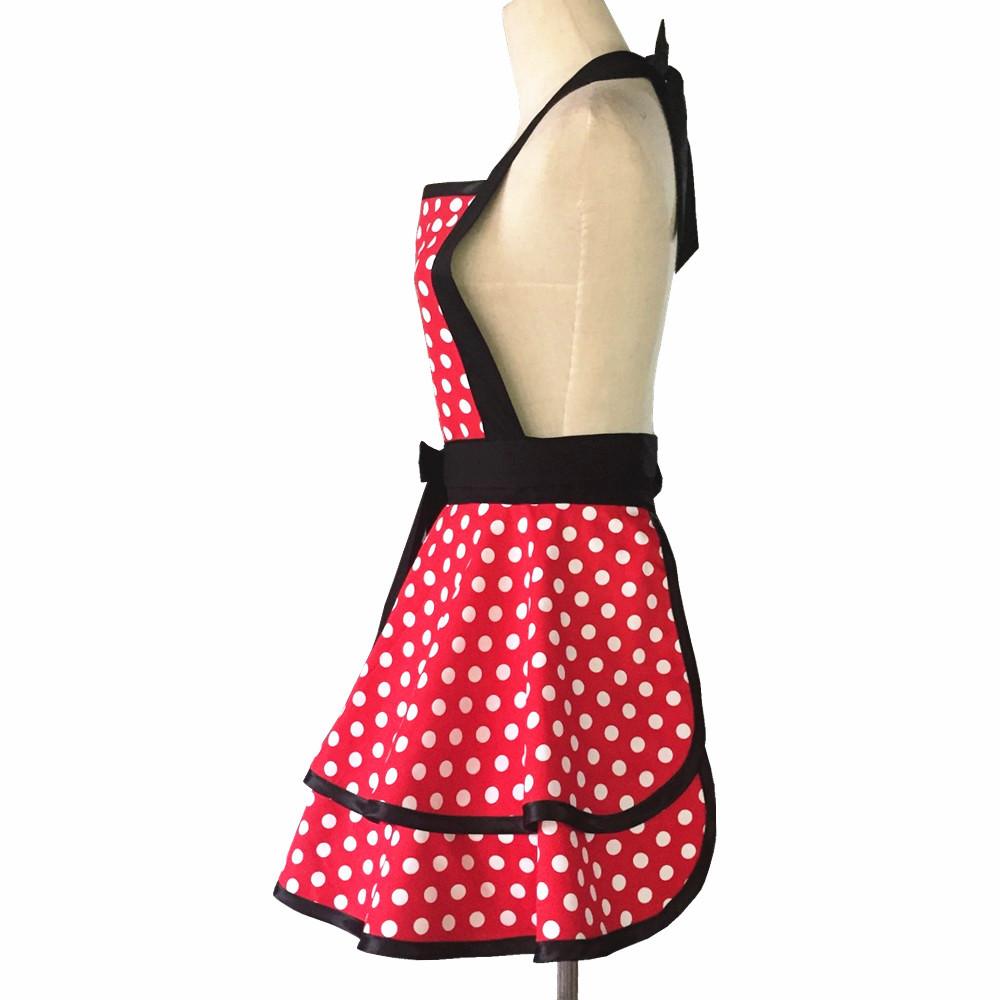 Cotton Dot Double Layer Women's Kitchen Cooking Painting Work Baking Apron