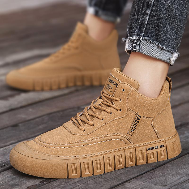 New Fashion Autumn And Winter Men's High Top Martin Boots Students Male Boys Trending Soft Sole Work Shoes Labor Protection Martin Sneakers