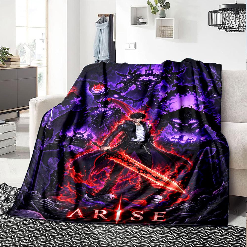 Solo Leveling Igris Print Flannel Blanket High Quality Warm Comfortable Cover for All Seasons Perfect for Gifts Home Decor